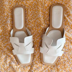 JUSTFAB white open toe square sandals NWT